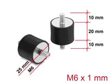 Delock 60815 Vibration Damper M6 X 1 Mm D 25 X H 20 Mm, 4 Pieces Black