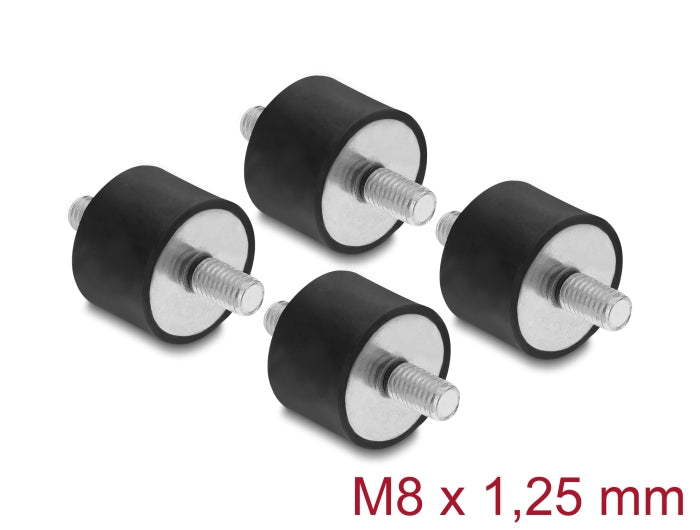 Delock 60816 Vibration Damper M8 X 1.25 Mm D 30 X H 20 Mm, 4 Pieces Black