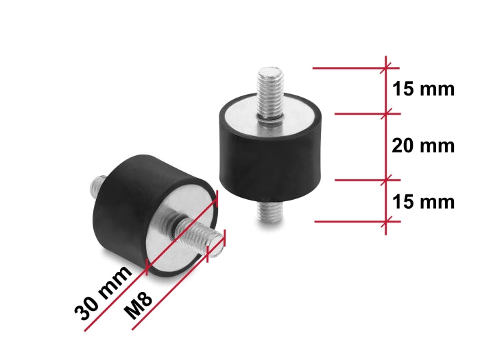 Delock 60816 Vibration Damper M8 X 1.25 Mm D 30 X H 20 Mm, 4 Pieces Black