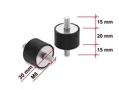 Delock 60816 Vibration Damper M8 X 1.25 Mm D 30 X H 20 Mm, 4 Pieces Black