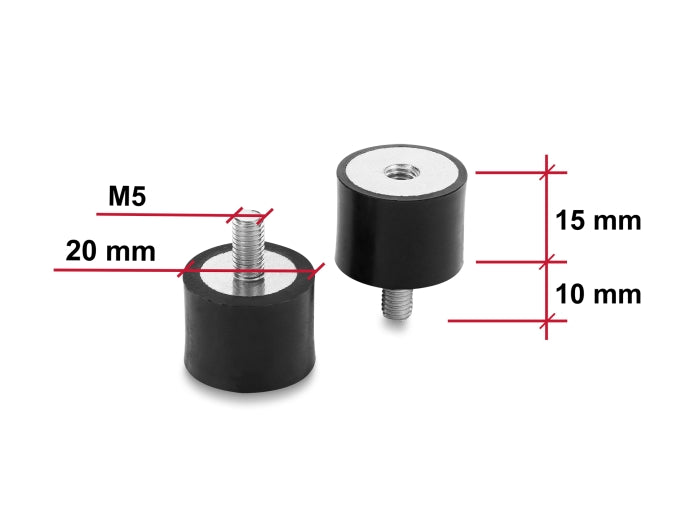 Delock 60819 Vibration Damper M5 X 0.8 Mm D 20 X H 15 Mm, 4 Pieces Black