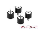 Delock 60819 Vibration Damper M5 X 0.8 Mm D 20 X H 15 Mm, 4 Pieces Black