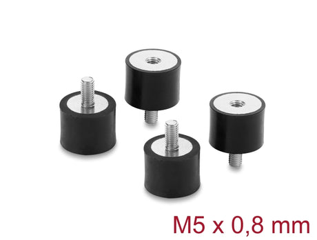 Delock 60819 Vibration Damper M5 X 0.8 Mm D 20 X H 15 Mm, 4 Pieces Black