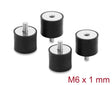 Delock 60820 Vibration Damper M6 X 1 Mm D 25 X H 20 Mm, 4 Pieces Black