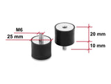 Delock 60820 Vibration Damper M6 X 1 Mm D 25 X H 20 Mm, 4 Pieces Black