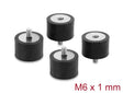 Delock 60821 Vibration Damper M6 X 1 Mm D 30 X H 20 Mm, 4 Pieces Black