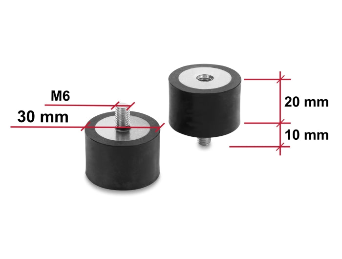 Delock 60821 Vibration Damper M6 X 1 Mm D 30 X H 20 Mm, 4 Pieces Black