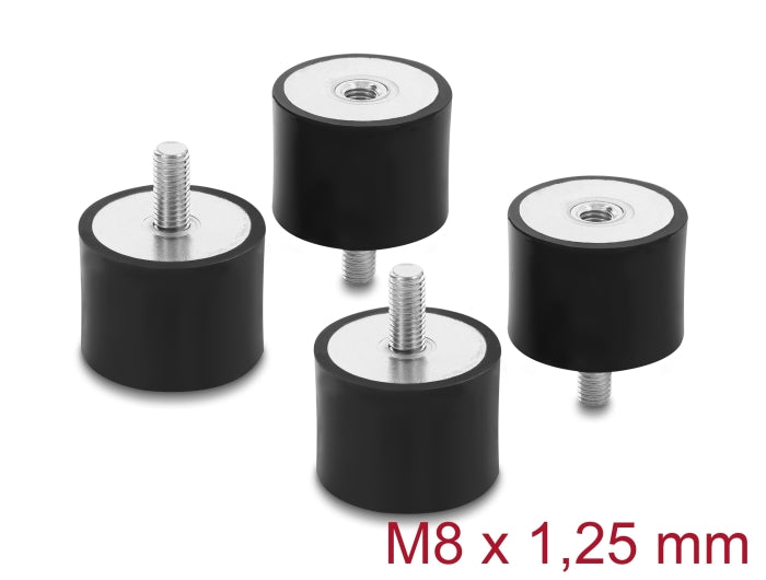 Delock 60822 Vibration Damper M8 X 1.25 Mm D 40 X H 30 Mm, 4 Pieces Black