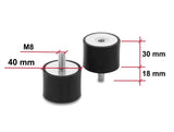 Delock 60822 Vibration Damper M8 X 1.25 Mm D 40 X H 30 Mm, 4 Pieces Black