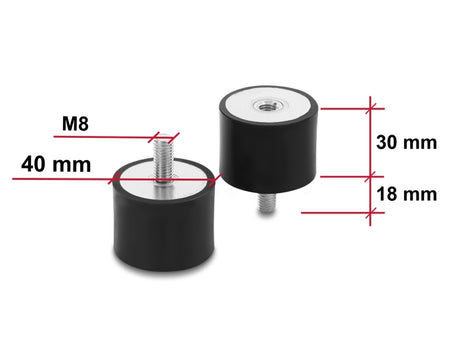 Delock 60822 Vibration Damper M8 X 1.25 Mm D 40 X H 30 Mm, 4 Pieces Black
