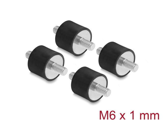 Delock 60814 Vibration Damper M6 X 1 Mm D 20 X H 15 Mm, 4 Pieces Black