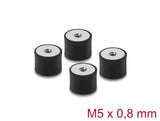 Delock 60826 Vibration Damper M5 X 0.8 Mm D 20 X H 15 Mm, 4 Pieces Black