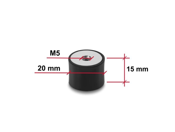 Delock 60826 Vibration Damper M5 X 0.8 Mm D 20 X H 15 Mm, 4 Pieces Black