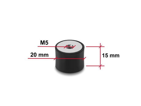 Delock 60826 Vibration Damper M5 X 0.8 Mm D 20 X H 15 Mm, 4 Pieces Black