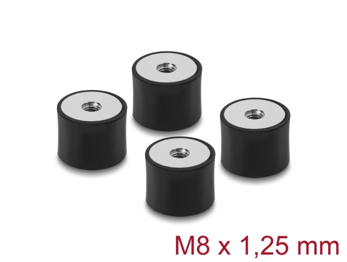 Delock 60827 Vibration Damper M8 X 1.25 Mm D 30 X H 20 Mm, 4 Pieces Black