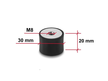 Delock 60827 Vibration Damper M8 X 1.25 Mm D 30 X H 20 Mm, 4 Pieces Black