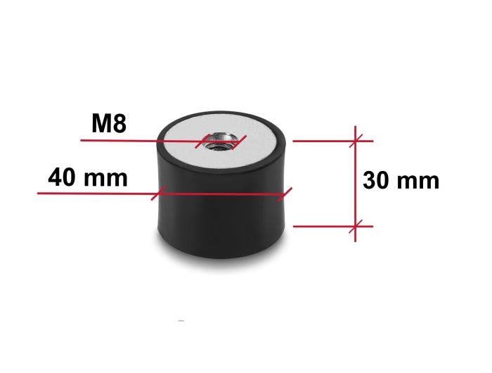 Delock 60828 Vibration Damper M8 X 1.25 Mm D 40 X H 30 Mm, 4 Pieces Black