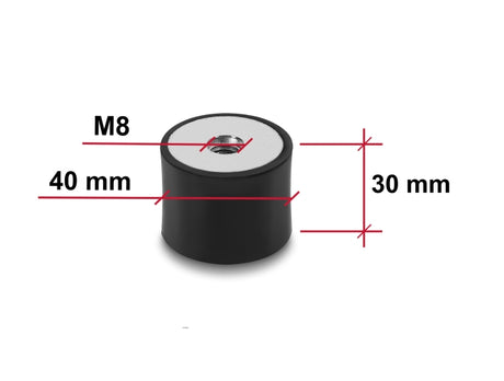 Delock 60828 Vibration Damper M8 X 1.25 Mm D 40 X H 30 Mm, 4 Pieces Black