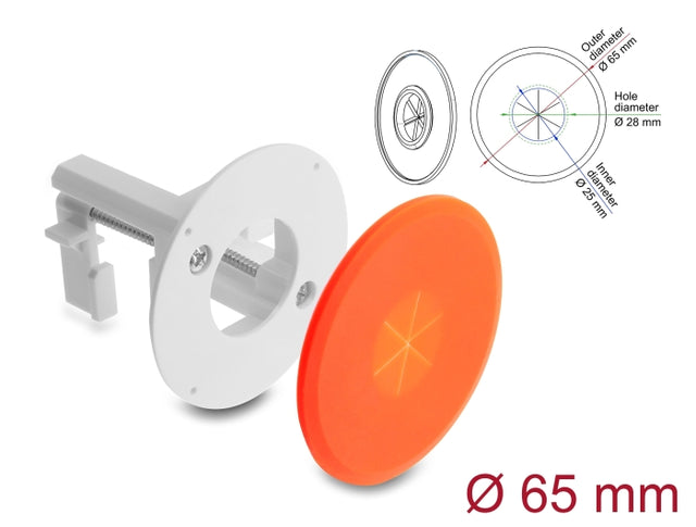 Delock 91412 Silicone Cable Bushing Round � 65 Mm For Wall / Desktop Mounting