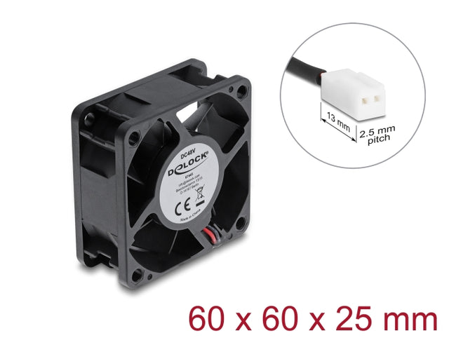 Delock 67445 Axial Fan 48 V Dc, 60 X 60 X 25 Mm With 2 Pin Fan Connector Female