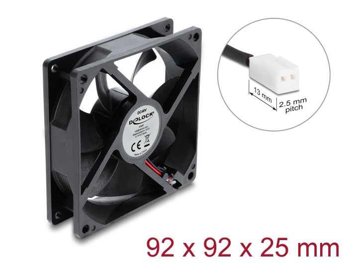 Delock 67447 Axial Fan 48 V Dc, 92 X 92 X 25 Mm With 2 Pin Fan Connector Female