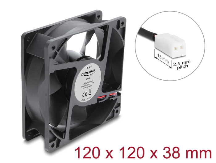 Delock 67449 Axial Fan 48 V Dc, 120 X 120 X 38 Mm W/ 2 Pin Fan Connector Female