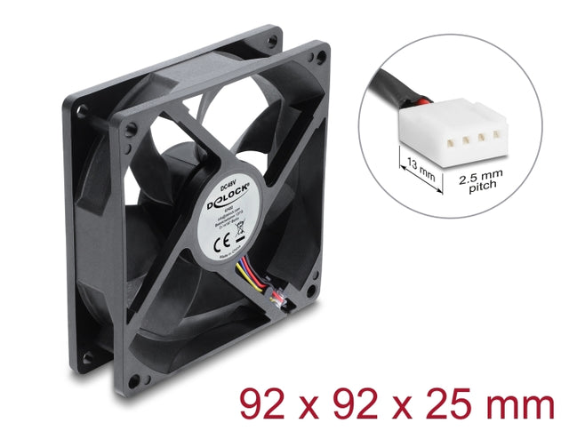 Delock 67452 Axial Fan 48V Dc, 92 X 92 X 25Mm W/ 4 Pin Pwm Fan Connector Female