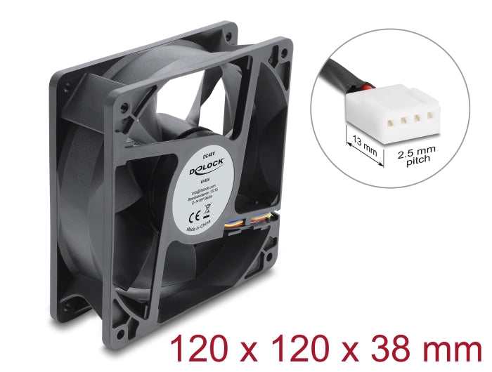 Delock 67454 Axial Fan 48V Dc, 120 X 120 X 38Mm W/ 4 Pin Pwm Fan Connector