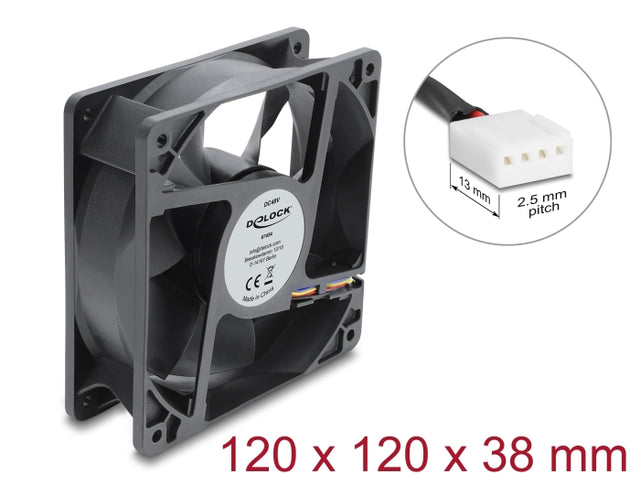 Delock 67454 Axial Fan 48V Dc, 120 X 120 X 38Mm W/ 4 Pin Pwm Fan Connector