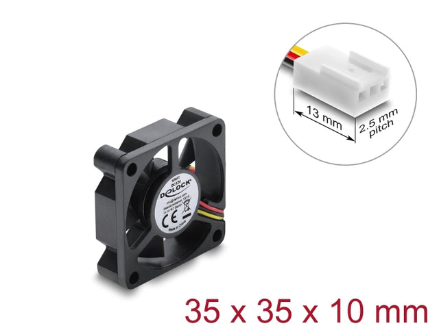 Delock 67617 Axial Fan 12 V Dc, 35 X 35 X 10 Mm Black