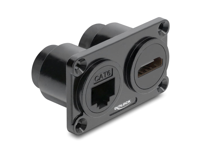 Delock 91172 Dual Built-In Socket Rj45 Jack Cat.6 + Hdmi Female 4K Black