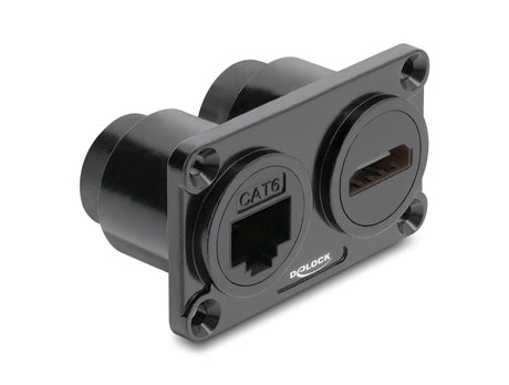 Delock 91172 Dual Built-In Socket Rj45 Jack Cat.6 + Hdmi Female 4K Black
