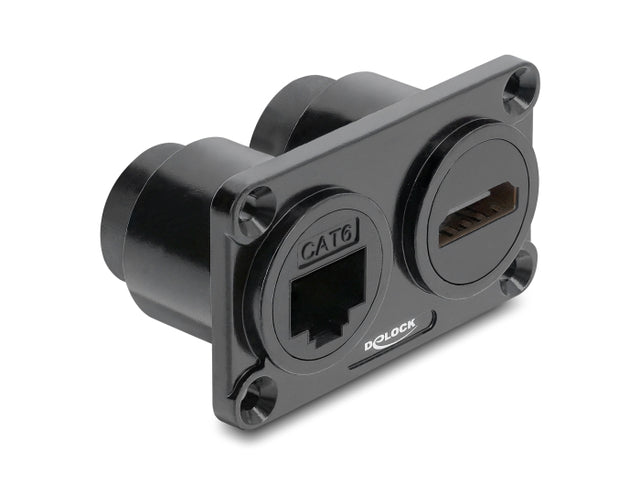 Delock 91172 Dual Built-In Socket Rj45 Jack Cat.6 + Hdmi Female 4K Black