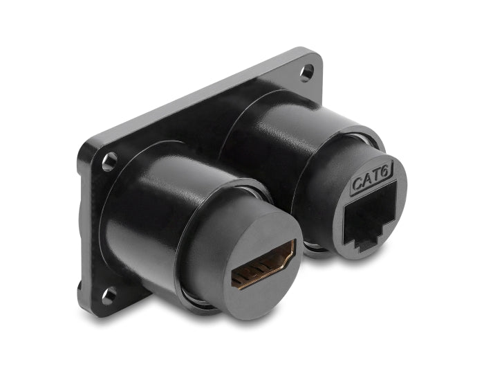 Delock 91172 Dual Built-In Socket Rj45 Jack Cat.6 + Hdmi Female 4K Black