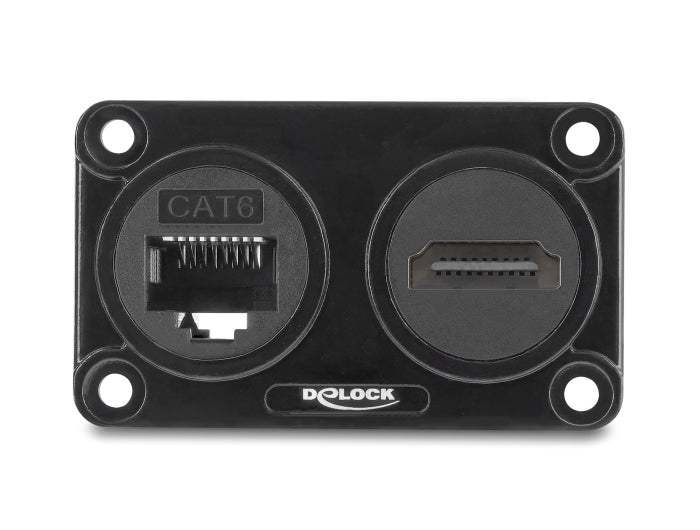 Delock 91172 Dual Built-In Socket Rj45 Jack Cat.6 + Hdmi Female 4K Black