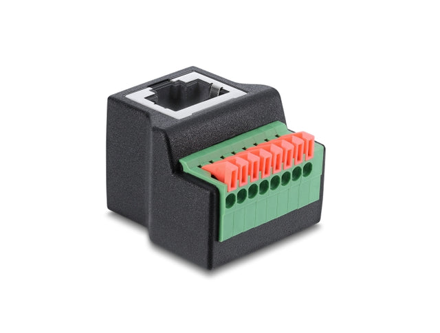 Delock 91243 Rj45 Jack To Terminal Block With Push Button Adapter 90� Angled