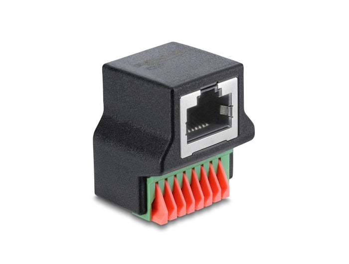 Delock 91243 Rj45 Jack To Terminal Block With Push Button Adapter 90� Angled