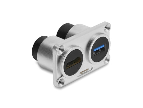 Delock 91168 Dual Socket Usb 5 Gbps Type-A Female + Hdmi 4K Female Silver