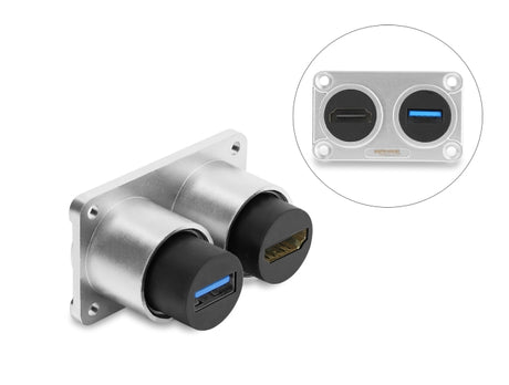 Delock 91168 Dual Socket Usb 5 Gbps Type-A Female + Hdmi 4K Female Silver