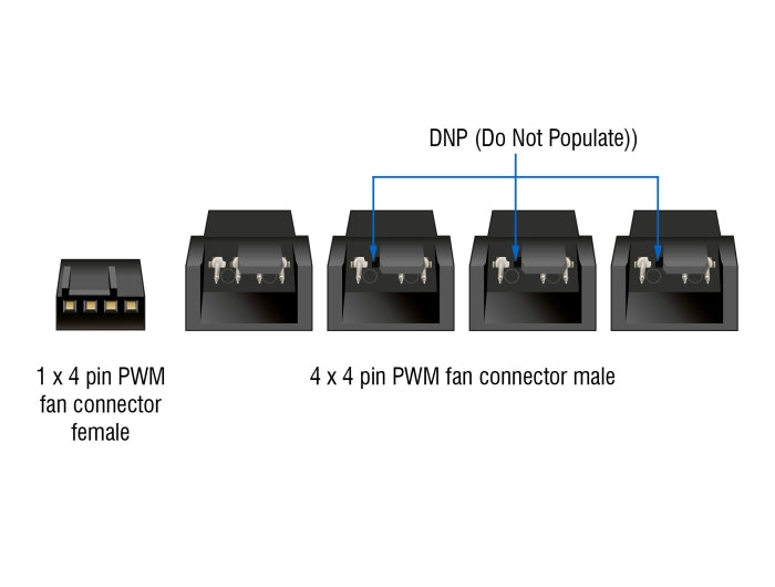 Delock 91342 Pwm Fan Splitter 4-Pin To 3X 4-Pin Male 40Cm Black