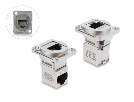 Delock 91176 D-Type Module Rj45 Jack To Jack 90° Angled Cat.6A Silver