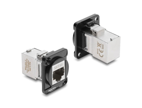 Delock 91177 D-Type Module Rj45 Jack To Jack 90° Angled Cat.6A Black / Silver