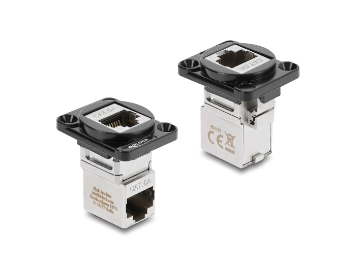 Delock 91177 D-Type Module Rj45 Jack To Jack 90° Angled Cat.6A Black / Silver