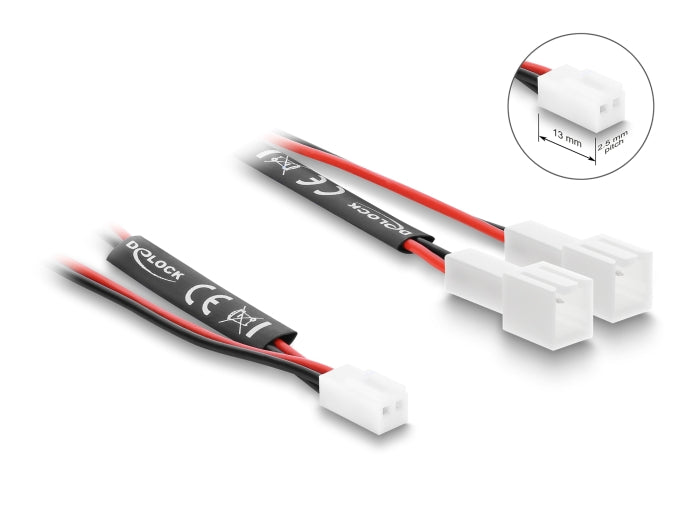 Delock 91428 Y-Fan Cable 1 X 2 Pin Female To 2 X 2 Pin Male With 10 Cm