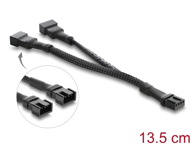 Delock 91338 Y-Fan Cable 1 X 4 Pin Pwm Female To 2 X 4 Pin Pwm Male, 13.5 Cm