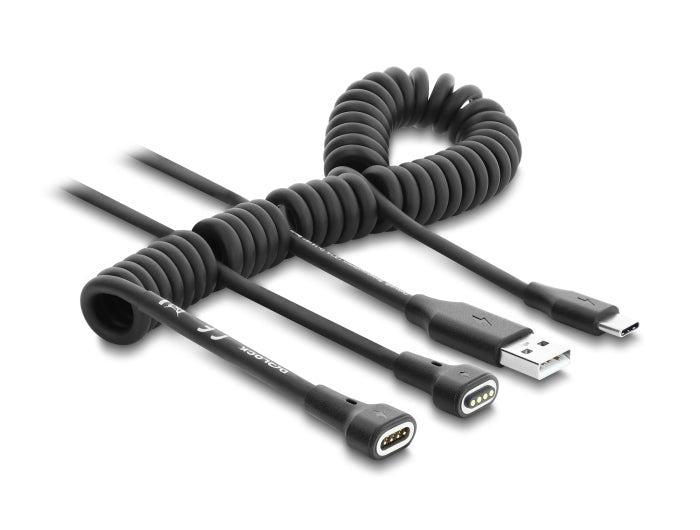 Delock 90992 Magnetic Coiled Cable Usb 2.0 Type-A Male To Pogo 4 Pin Male