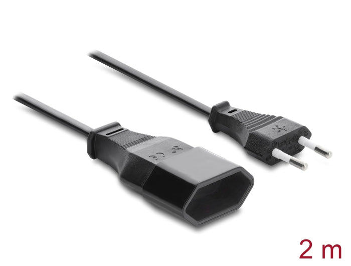 Delock 81627 Euro Plug Extension Cee7/16 Male To Female, 2 X 0.75 Mm², 2M