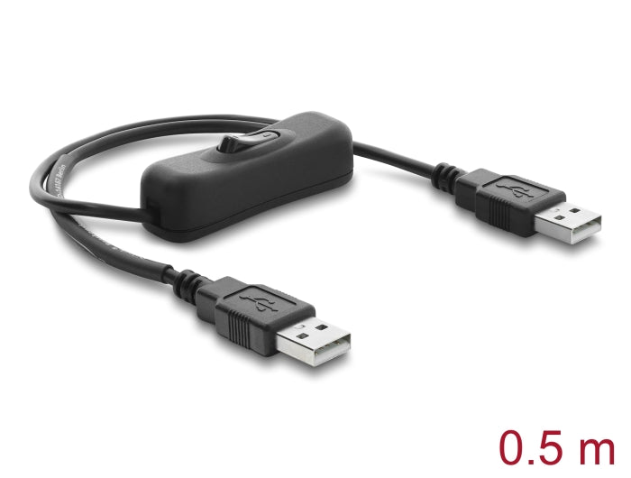 Delock 81656 Usb Power Cable Type-A Male To Male With Switch 0.5 M