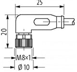 MurrElektronik 7000-08081-6330500 M8 Female Connector 90° Cable 22AWG