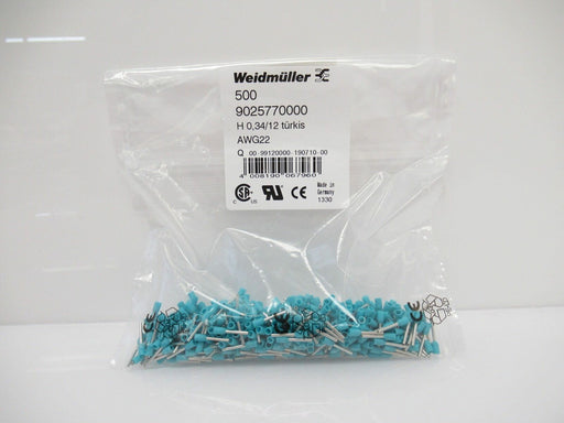 9025770000 Weidmuller Turquoise Wire Ferrule Connector Single Wire Pack Of 500